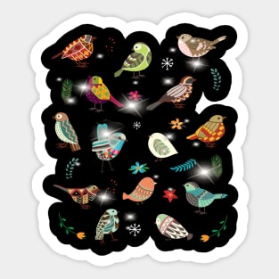 Cute Brocade Birds Costume Gift Sticker